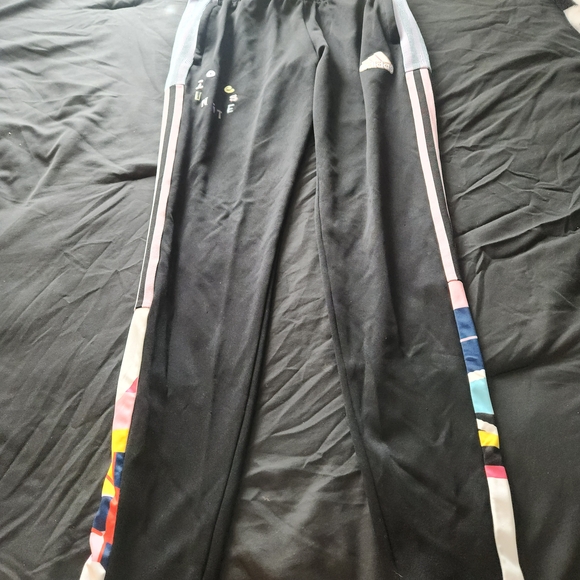 Adidas Kids Black Joggers with Multicolor Stripes - Picture 5 of 6